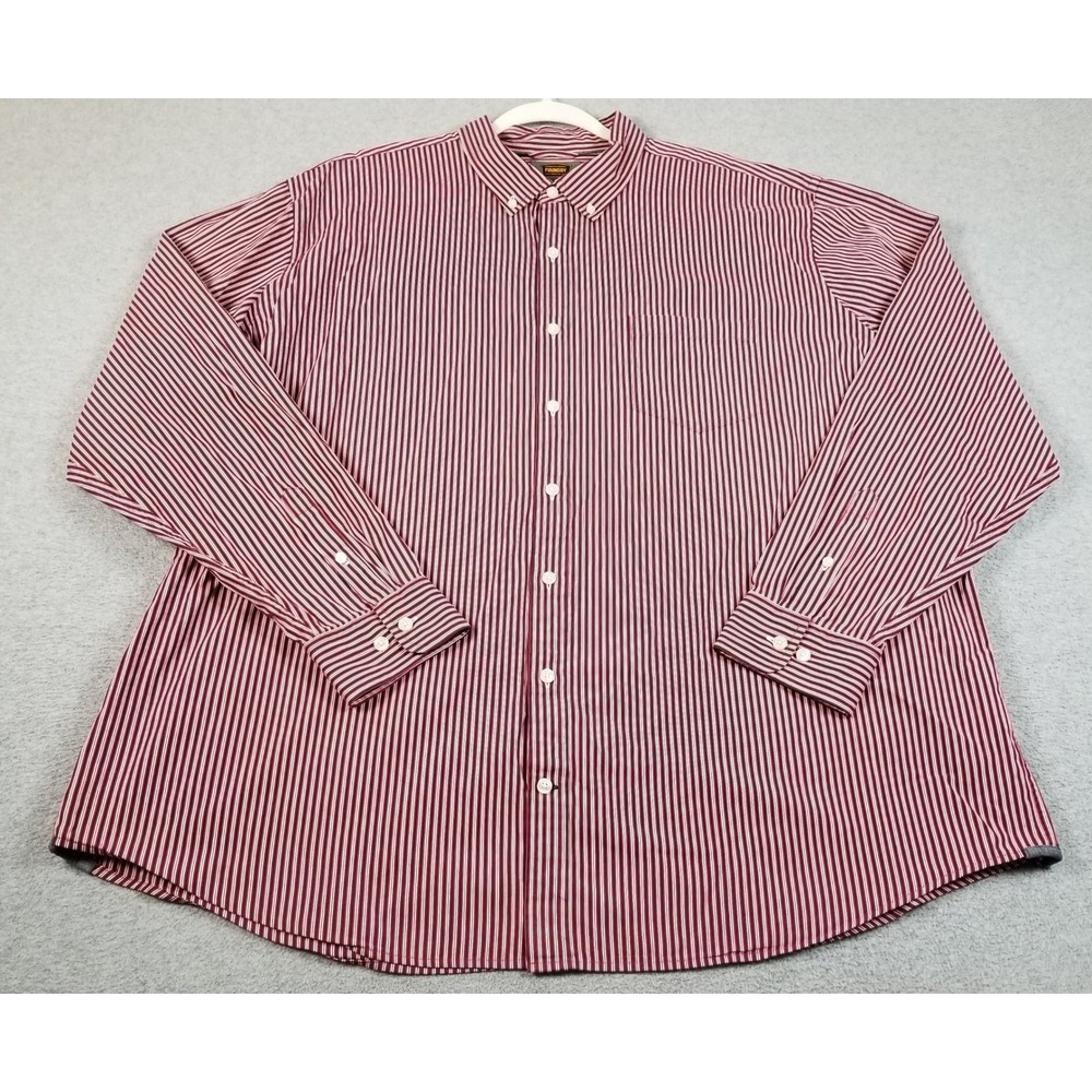 Foundry Button Up Shirt Mens 2XLT 2XL Tall Red Black White Striped Long Sleeves